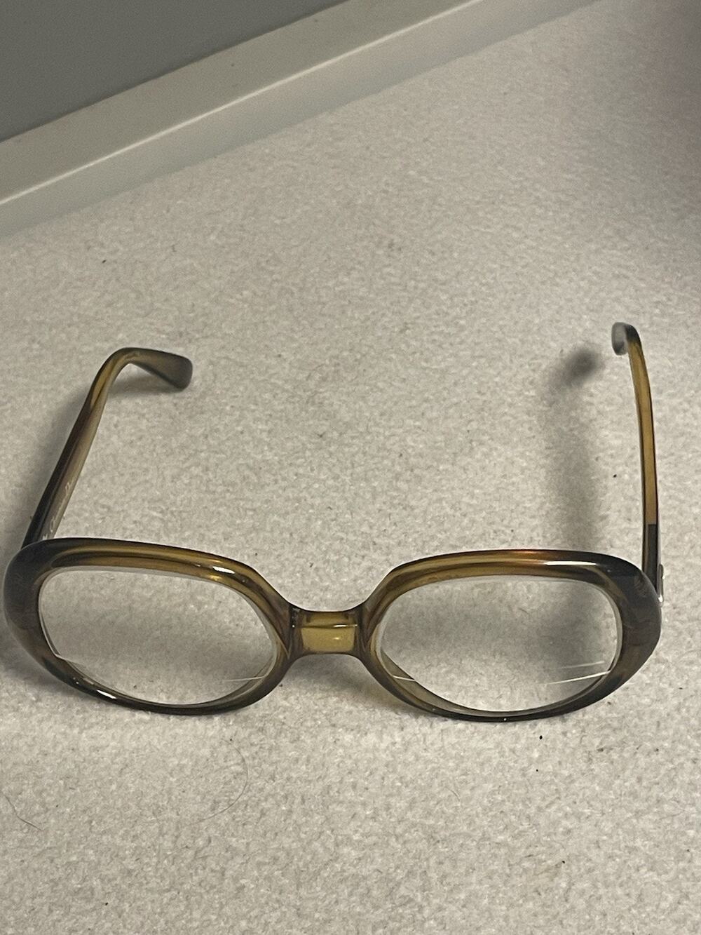 Vtg Christian Dior Optyl Eyeglasses Frame Oversized Amber Tortoise CD Logo 1970s